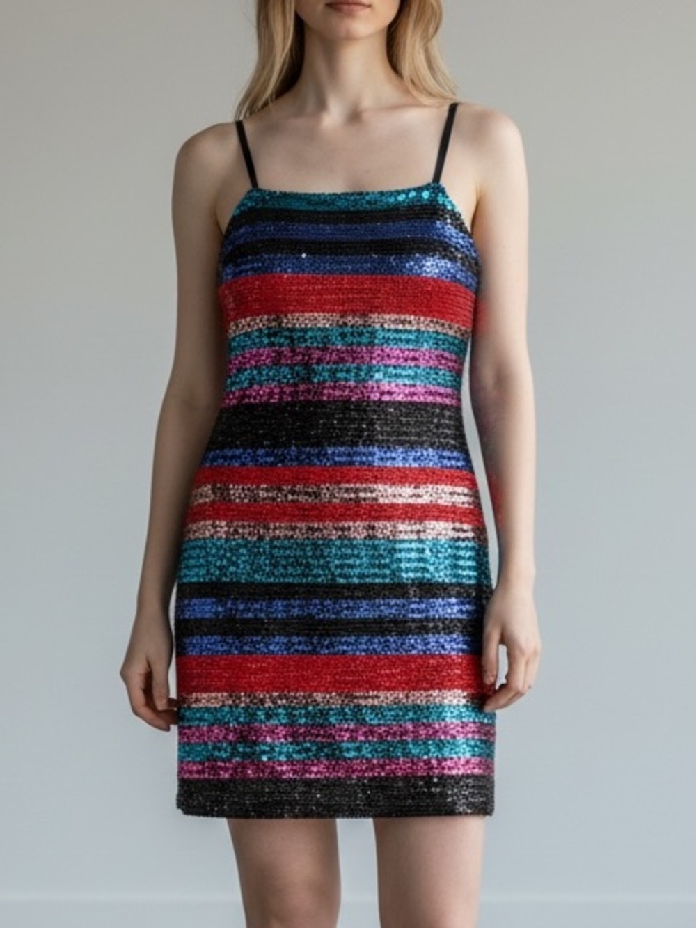 Wayf Multicolor Striped Sequin Mini Dress